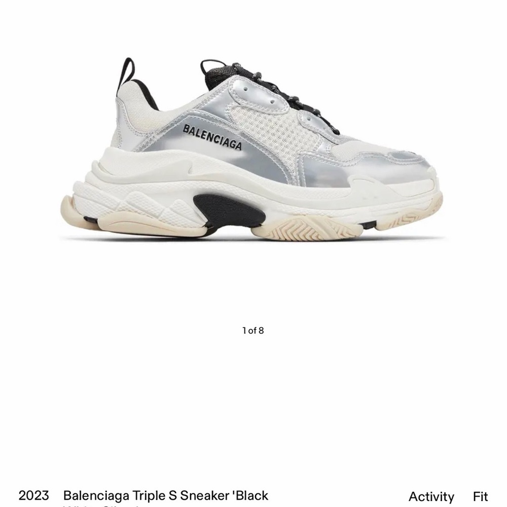 Balenciaga Triple S Sneakers Black White Silver EU 34